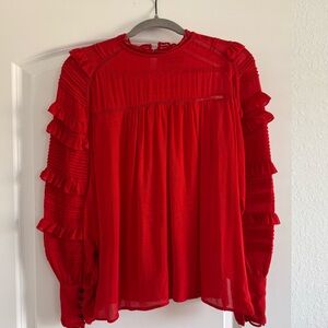 Isabel Marant Vibrant Red Ruffle Blouse